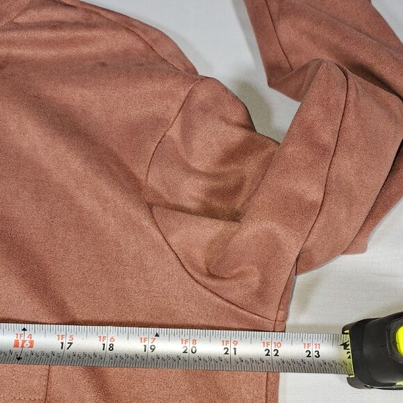 Tahari Womens Size M Mauve Faux Suede Half Zip Pullover Sweater Kangaroo Pocket - Picture 9 of 10